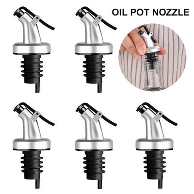 1/5Pcs Olive Oil Pourer Oil Vinegar Bottle Stopper Spout Leak-proof Nozzle Dispenser with Rubber Dust Caps for Kitchen Accessory