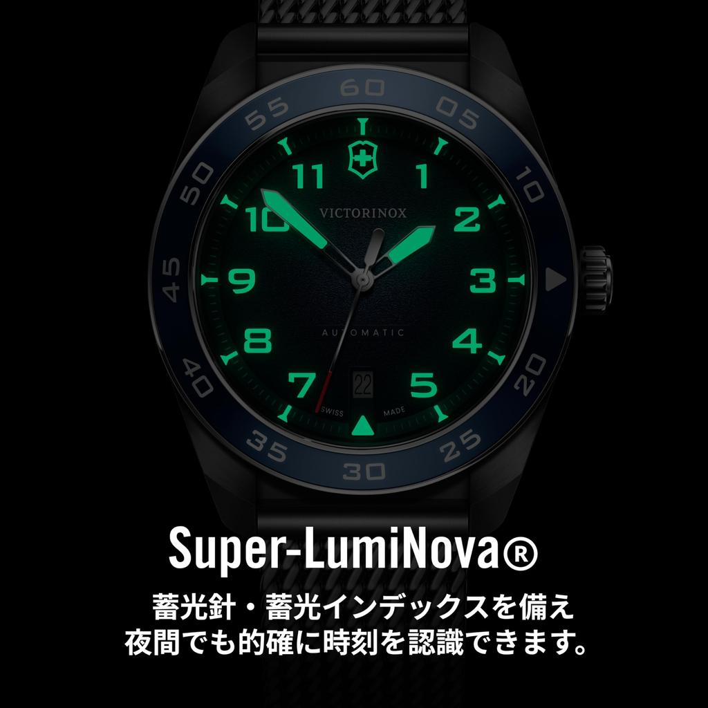 Victorinox SWISS ARMY Watch Analog Waterproof Automatic Blue Dial Mesh Bracelet Stainless Steel Case Strap Replacement 5 Year Warranty Brand Gift Blue