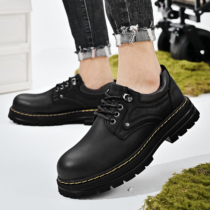 Pánské ležérní kožené boty s tlustou podrážkou Módní streetový styl Outdoorová volnočasová párty Denní kancelářské trendy pánské kvalitní boty