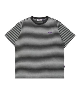 HOODHOOD Logo Stripe Short Sleeve T-Shirt Gray