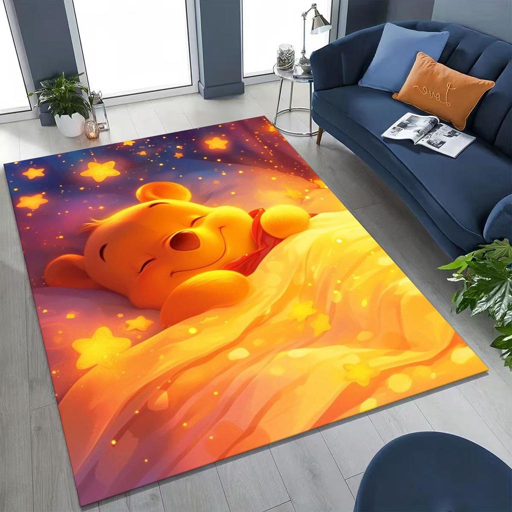 New Cute Winnie Pooh Bear Cartoon Rug for Bedroom Living Room Sofa Home Doormat Decor, Large Kids Play Non-slip Floor Mat