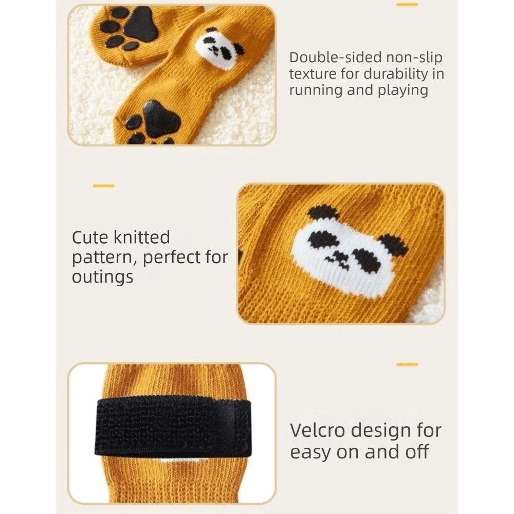 4PCS Soft Pet Foot Cover Elastic Dog Paw Protectors Cute Dog Anti-slip Socks  for All-Season