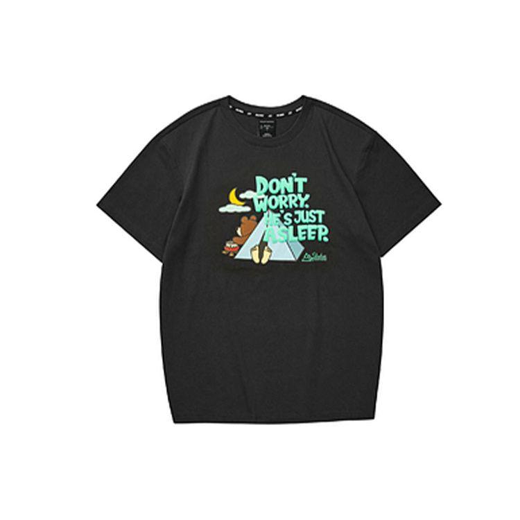 Skechers Walk Series Letter Casual Round Neck Loose Short Sleeve T-Shirt Men Tops Charcoal L122M067-0018 L