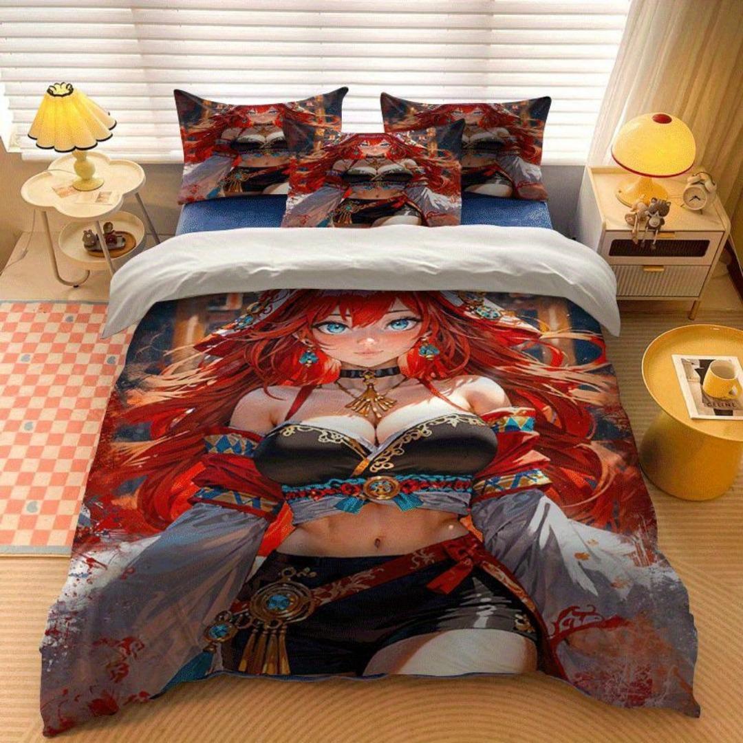 

2/3pcs Firefox Girl Anime Printed Quilt Cover Set Quilt Cover Set Contains Quilt Cover and Pillowcase - Perfect for Bedroom US Twin(172x218cm)