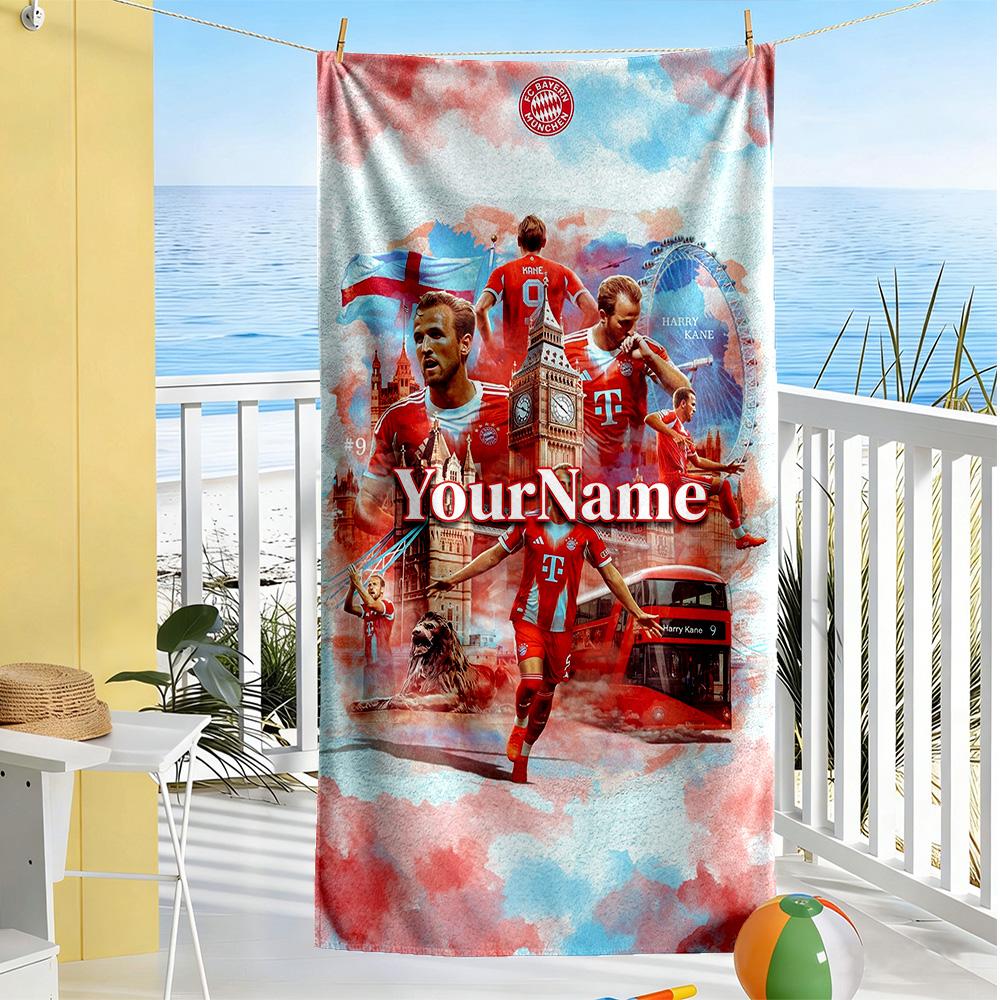 Bayern Munich Personalized Text Beach Towel Quick-Dry Soft Microfiber Suitable for Sports Travel Swimming Yoga Bathroom Beach And Pool