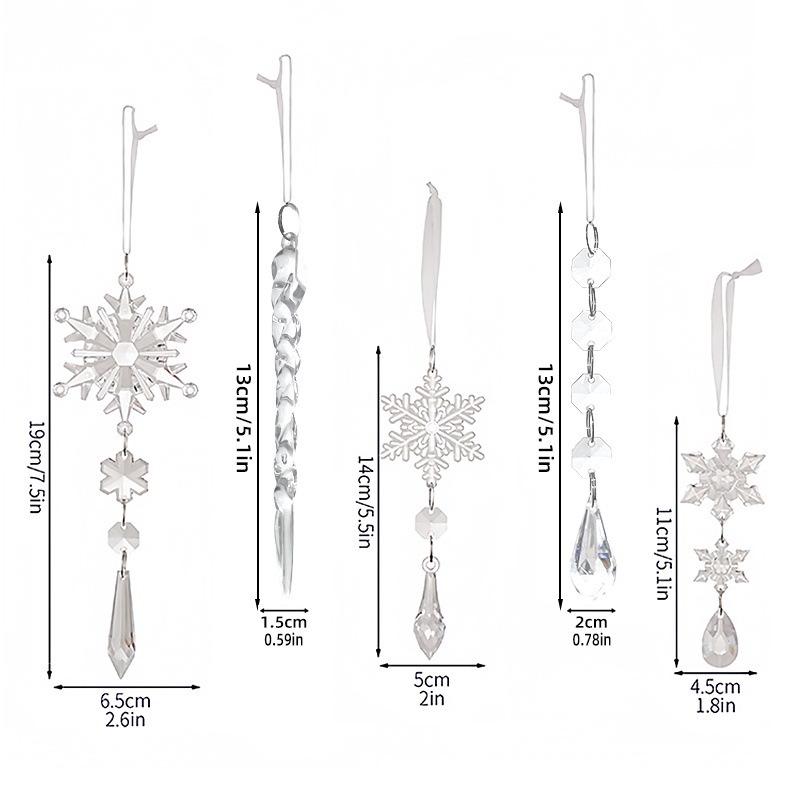 10-Piece Set: Transparent Acrylic Snowflake Icicle Christmas Decorations