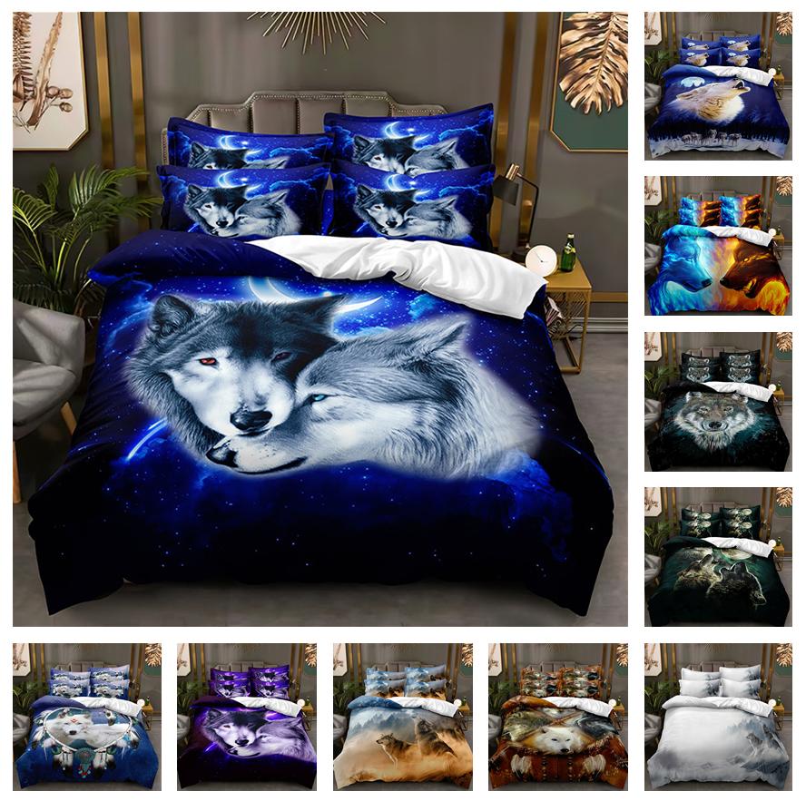3D Animal Bedding Set for Boys Teens Room Soft Down Duvet Cover AU140 * 210 Full Size Bed Cover Single/Double Wolf Print Quilt Cover