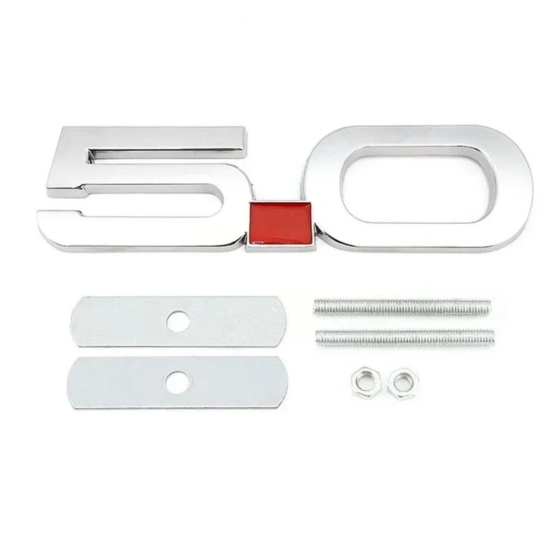 5.0 Car Sticker Alloy Front Grille Badge for Transit Fiesta Focus Mondeo Kuga Ranger Mustang F150 Escape Accessories