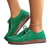 Women's Casual Faux Suede Walking Shoes Round Toe Lace-Up Work Office Driving Moccasins Shoes for Women Non-Slip Comfortable Penny Flat Loafers