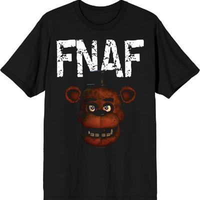 Five Nights at Freddy's FNAF Freddy Herren Schwarzes Rundhals Kurzarm T-Shirt