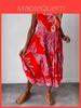 Geometric Print Sleeveless Tie Dress With Polyester Fabric For Summer Casual Wear
