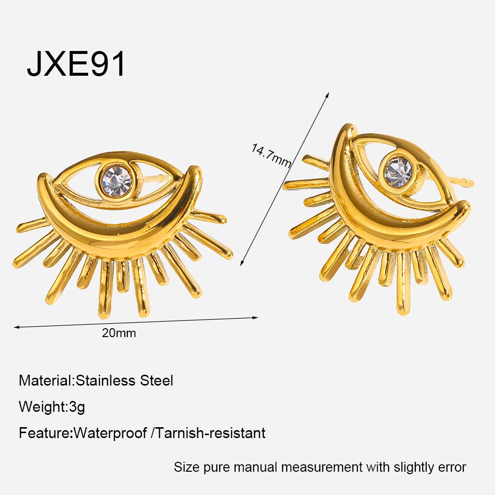 Explosive light luxury plated 18K gold stainless steel earrings retro texture love sun eye stud earrings earrings women