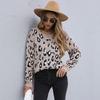 Vintage Fashion Elegant Casual Autumn and Winter Women's Loose Leopard Print Long-sleeved Sweater Women