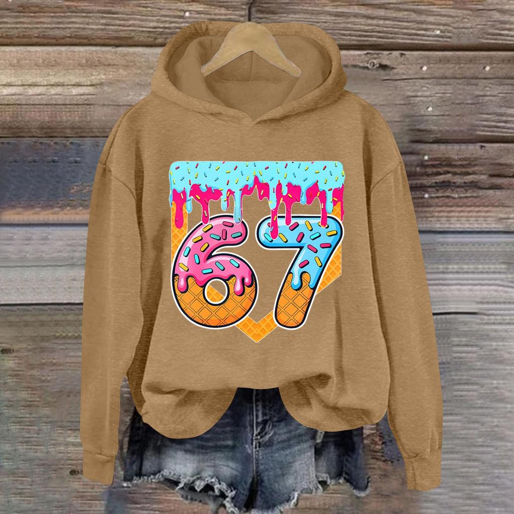 Damen Modisches Lässiges Langärmliges Bedrucktes Kapuzensweatshirt