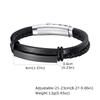 Mens Leather Bracelets Adjustable,Personalized Stainless Steel Bangle Multi Layer Learther Wristband,Gift for Father Dad Husband