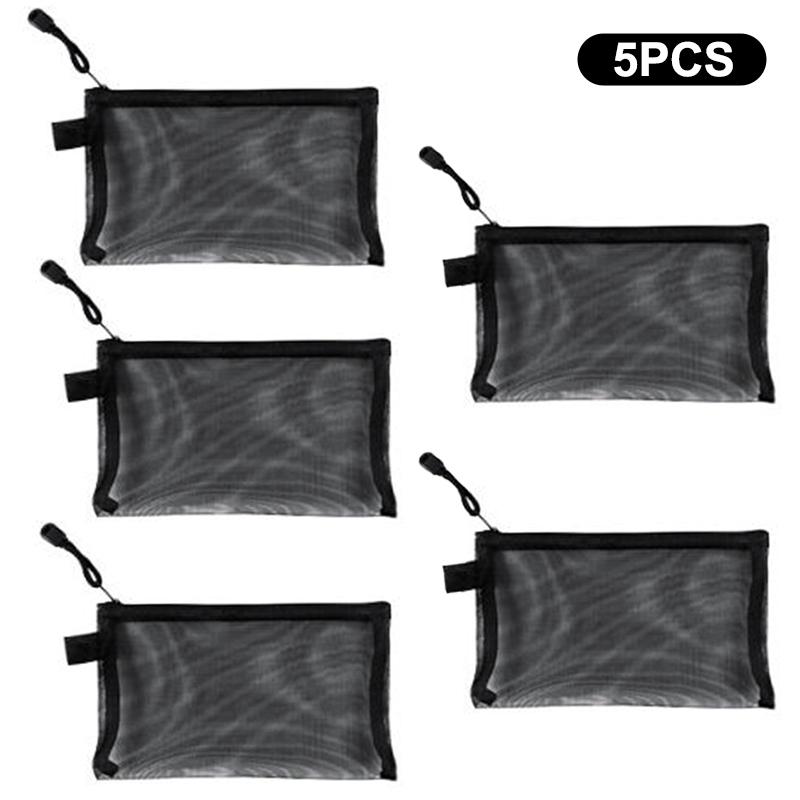 1/3/5Pcs Transparent Mesh Travel Passport Holder Portable Ticket Id Card Organizer Bag Zipper Document Pouch