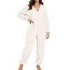 Women's Fashion Solid-Color Plush Loungewear Casual Zipper Hooded Long-Sleeve Jumpsuit Pajamas