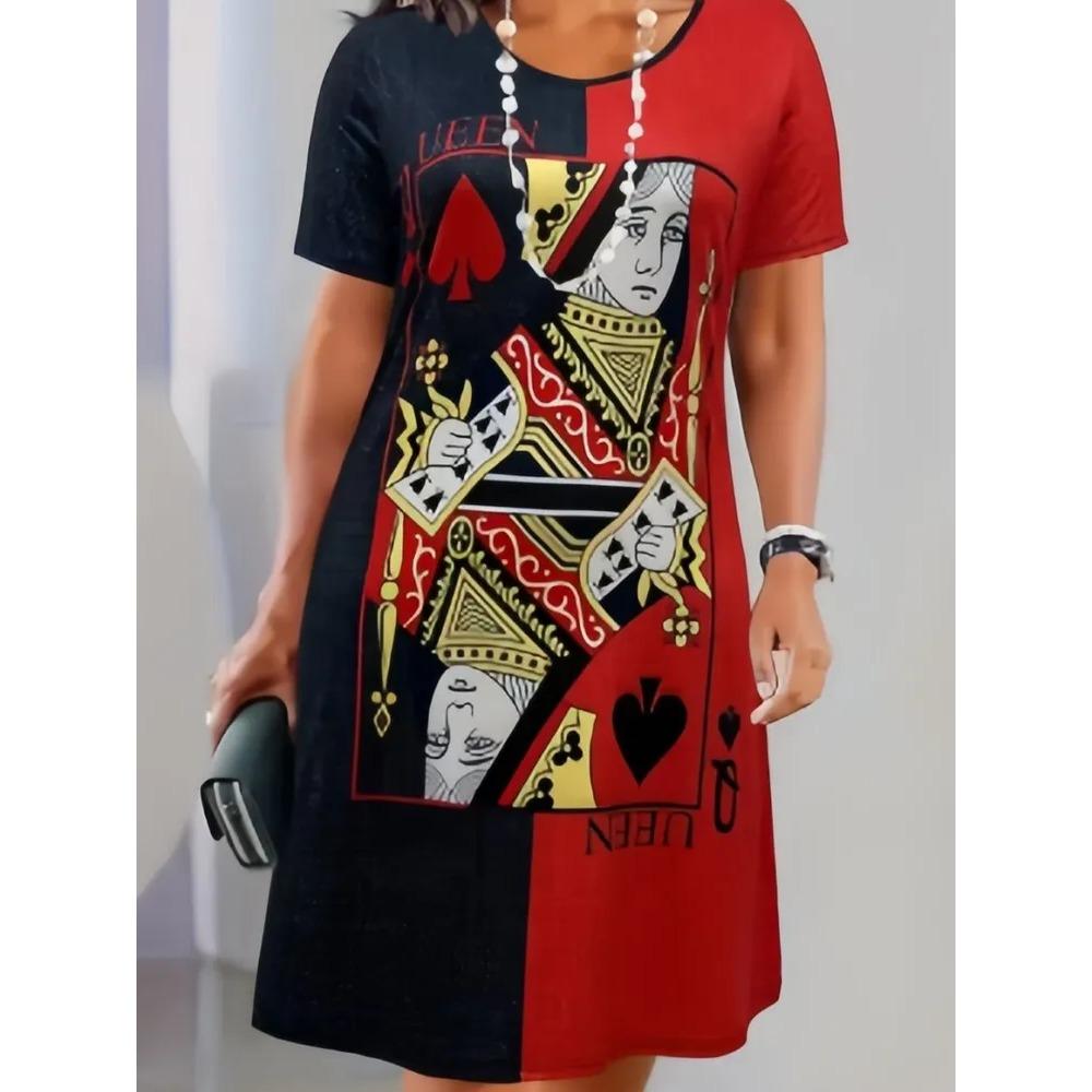 Fun Animal Patterns Women Mini Dresses Summer Short Sleeve Printed Plus Size Casual Comfortable Soft Dress