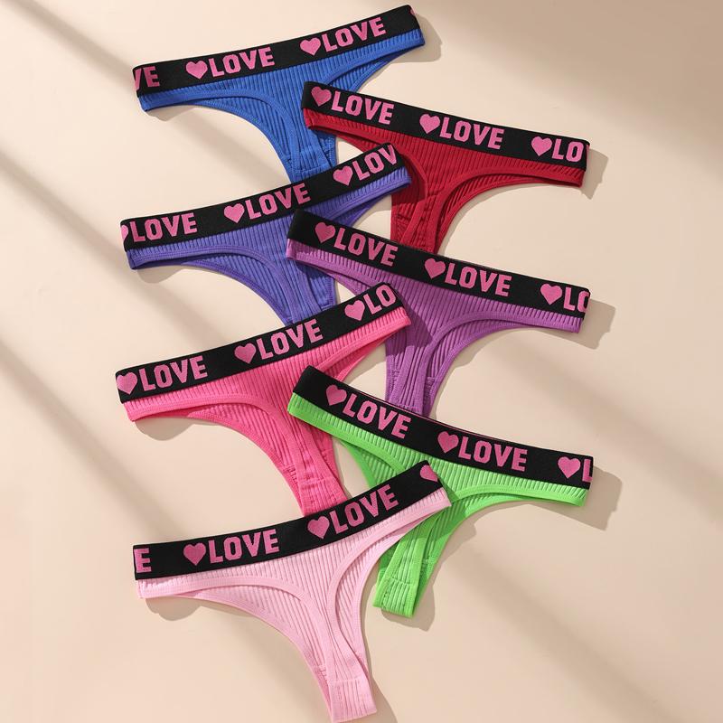 7Pcs/Set Women Thongs Sexy Underwear Low Waist Panties Sport Girls Briefs Cotton G-String Breathable XS-L Panty Female Lingerie