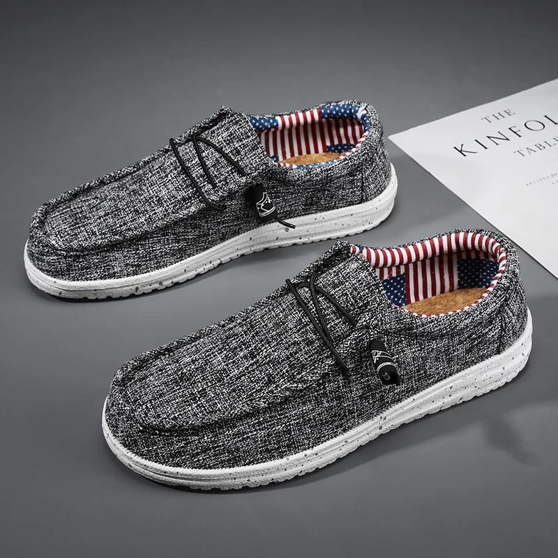 Men Shoes Casual Canvas Loafers Shoes Light Breathable Flats Leisure Male Vulcanized Shoes Walking Sneakers Plus Size 39-46