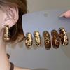 6 Pcs Round Leopard Print Acrylic Stud Earrings for Women Vintage Minimalist C-shaped Circle Resin Ear Studs Jewelry Sets F