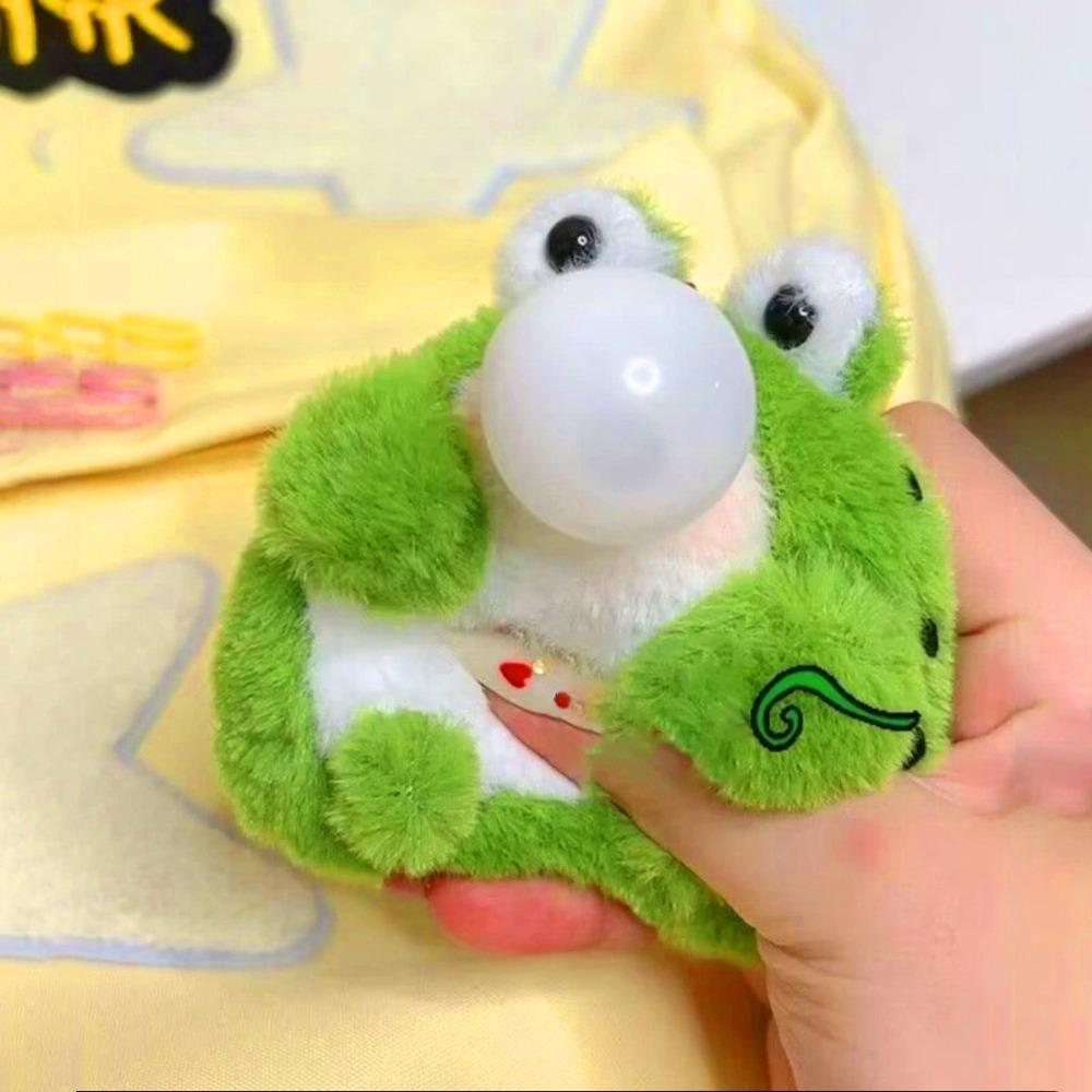 

Sensory Stress Relief Squeak Frog Fidget Squeezing Blowing Bubbles Creative Pendant зелёный