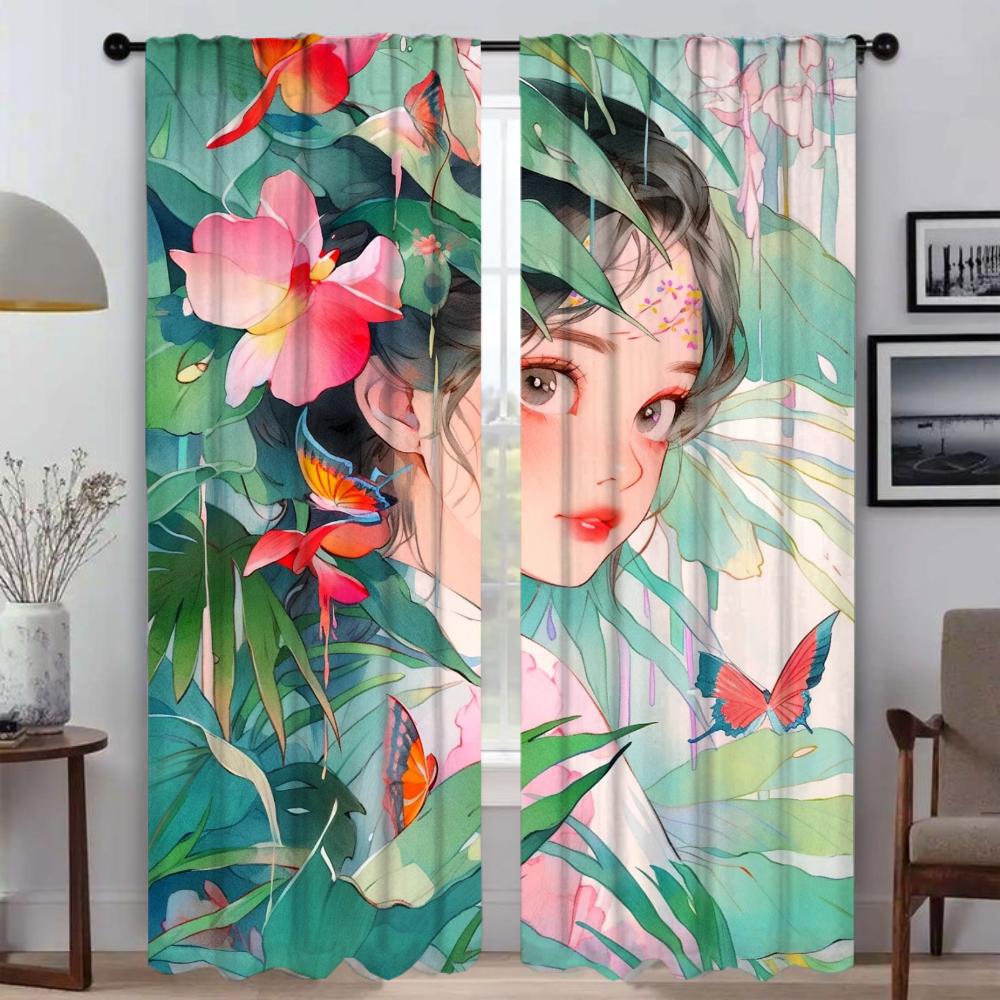 Tropical Plant Home Interior Curtains for Living Room Blackout Curtain Halloween Decoration Shades Tulle for Bedroom Partition