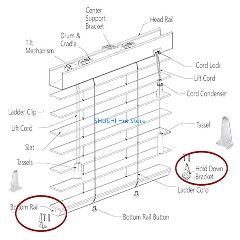 10pcs Hold Down Brackets Clear Plastic Blinds Bottom Holder Clips for 2 Inch Horizontal Blinds Window Shades D57B