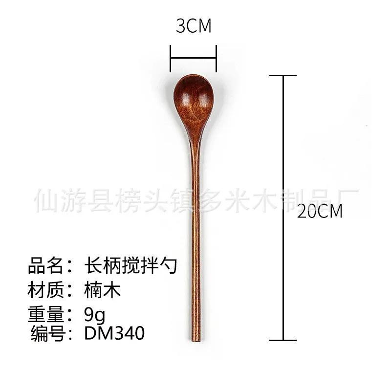1pcs Long Handle Coffee Spoon Natural Creative Solid Wood Tableware Stir Stick Milk Tea Honey Wooden Kitchen Tools