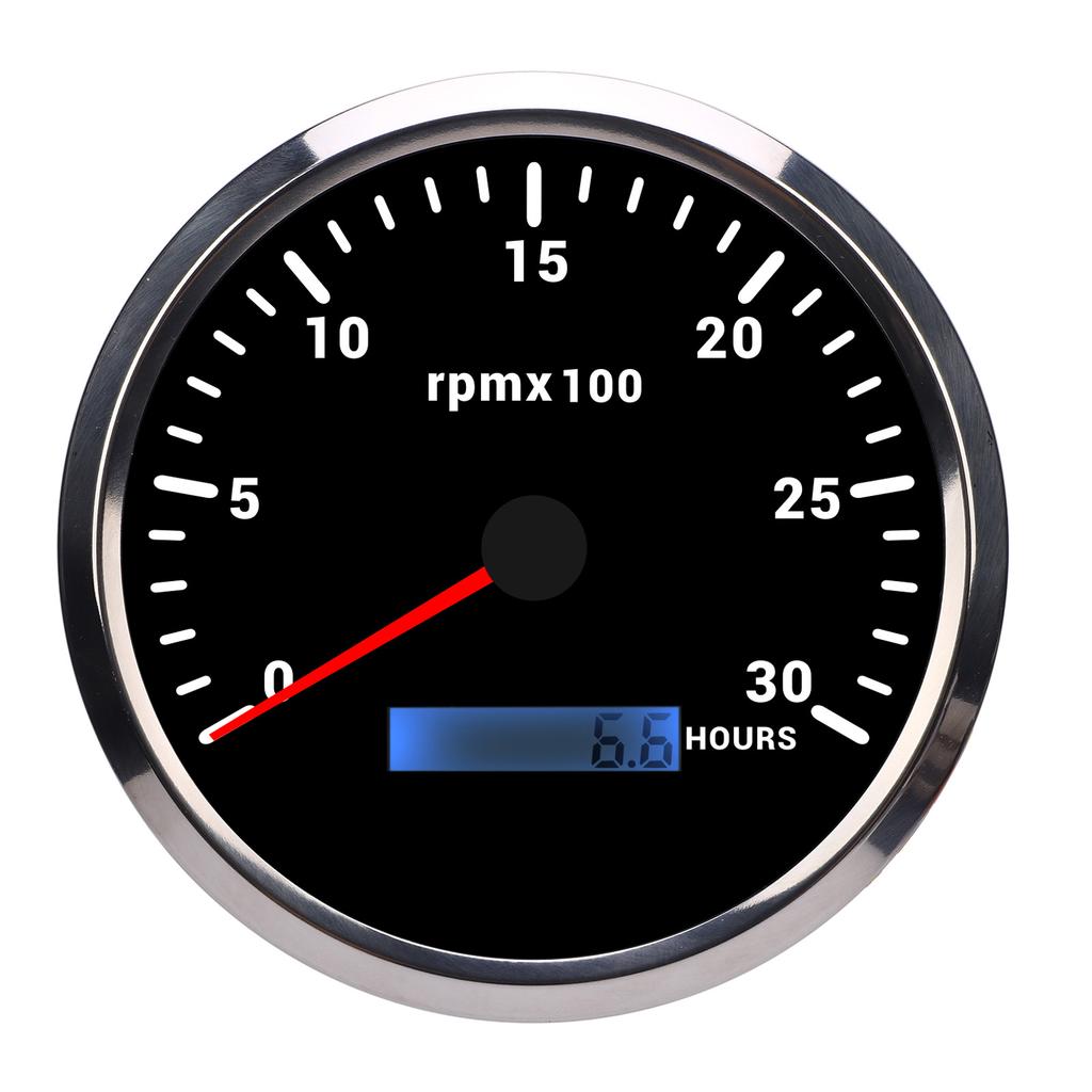 110mm 4 3 8in Tachometer 7 Color Backlight DC 9 32V 3000RPM Gauge with Hour Meter for Car Yacht RV Boat Truck Black