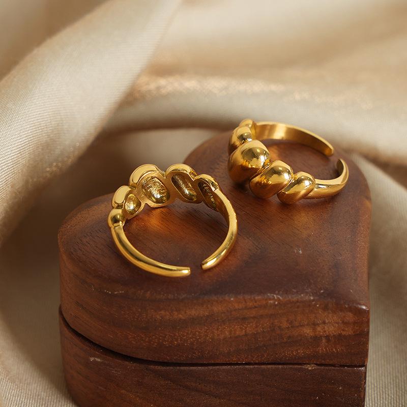 18k Gold Geometric Open Knuckle Ring - Non-Fading Retro Design for Couples