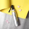 Titanium silver glue three-fold hand open umbrella sunscreen parasol small fresh pocket weather and rain vinyl folding umbrella
