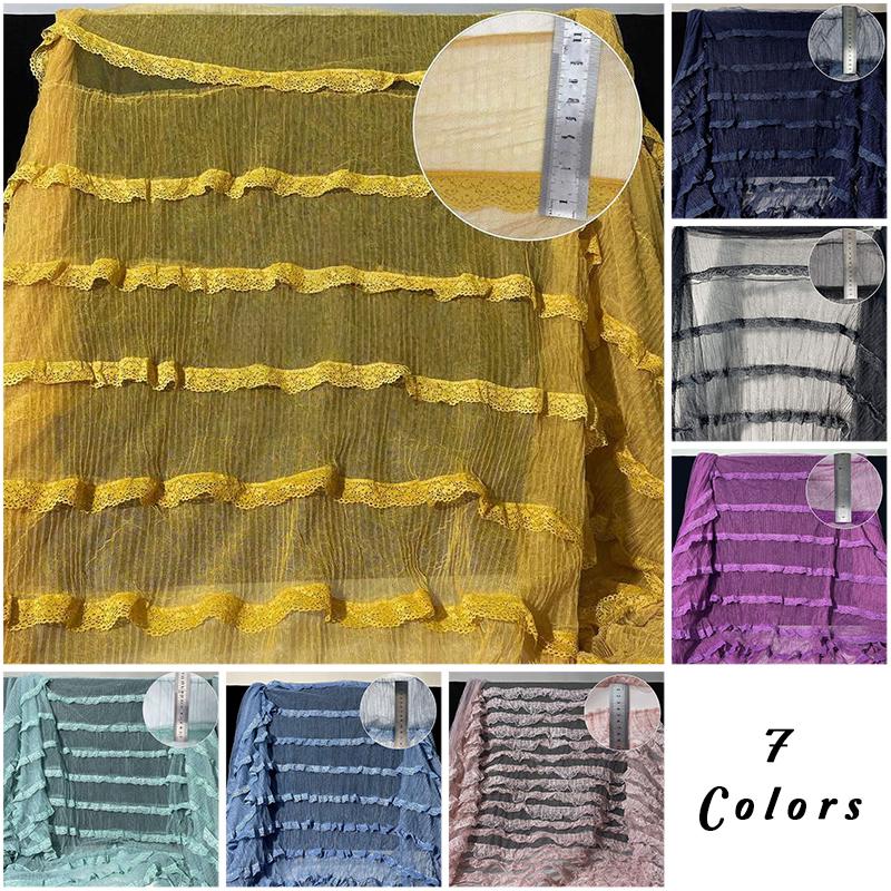 Multi-Layer Lace Trim Yarn Fabric Princess Gown Wedding Dress Designer Fabric DIY Sewing Ruffle Trim Lolita Doll Clothes