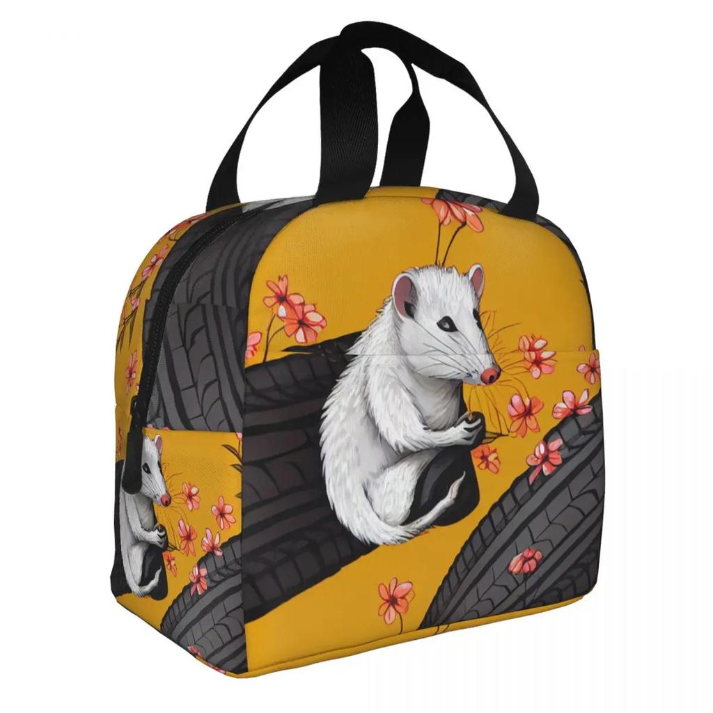Opossum Auf Reifen Tragbare Lunchboxen für Frauen Auslaufsicher Tier Haustier Thermokühltasche Lebensmittel Isoliert Lunchtasche Büro Arbeit