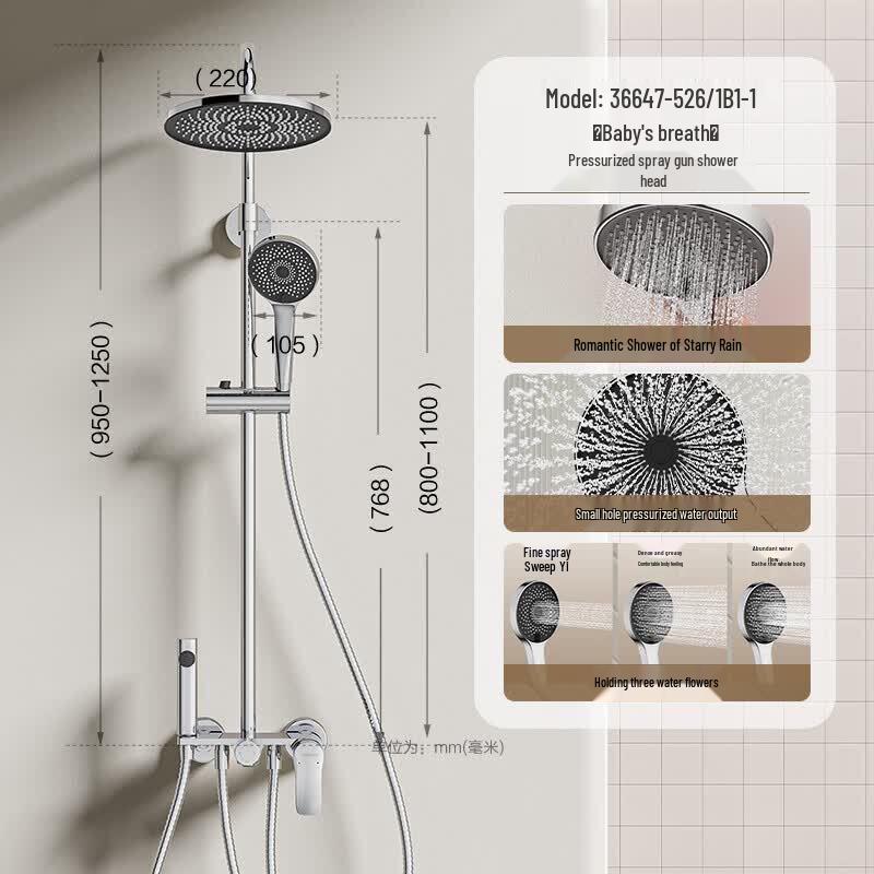 JOMOO Pressurized Shower Head Set with Starry Sky Top Spray