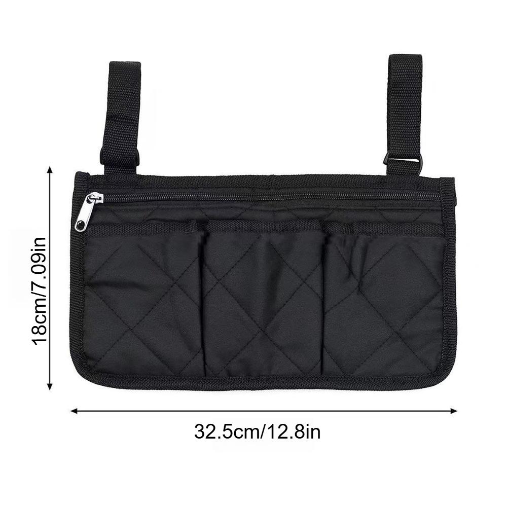 Wheelchair Side Storage Bag Mult‑Pocket Armrest Organizer Pouch Oxford Hanging Bag for Walker Rollator Wheelchair Accessories