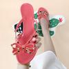 Shoes Woman 2025 Low Transparent Slippers Luxury Slides Rubber Flip Flops Designer Flat Hawaiian Fashion Fabric PU Scandals Rome