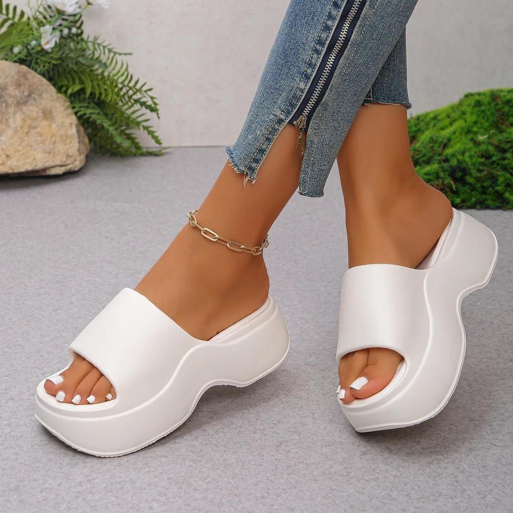 Chunky Platform Slippers for Women Summer Comfortable Wedge Heels Sandals Woman Solid Non Slip Eva Thick Sole Slides Shoes