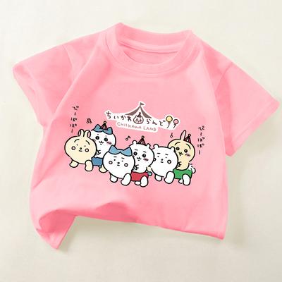 Cartoon Chiikawa Girl Short Sleeve T Shirt Cute Hachiware Usagi  Kids Tee Shirts Baby Summer Clothes Pink Casual Toddler Tops