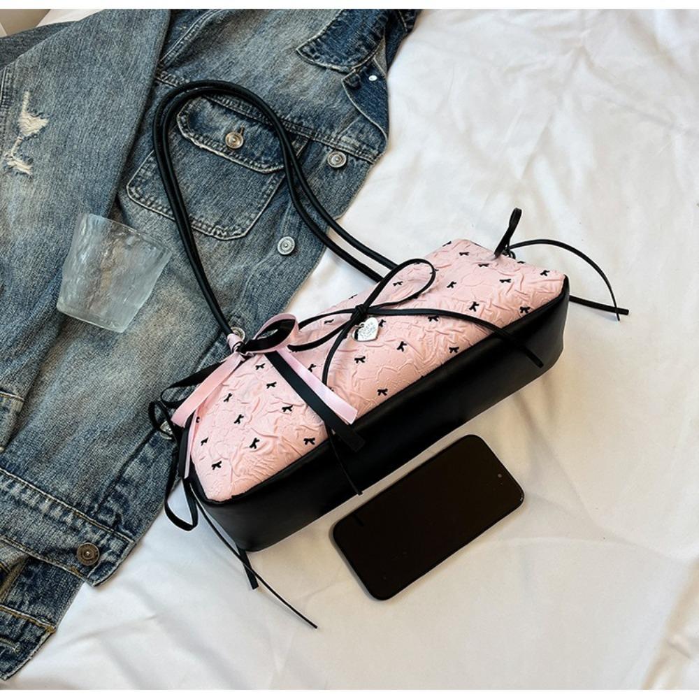 French French Stick Underarm Bag Sweet Armpit Bag Portable Bow Ribbon Shoulder Bag  Female