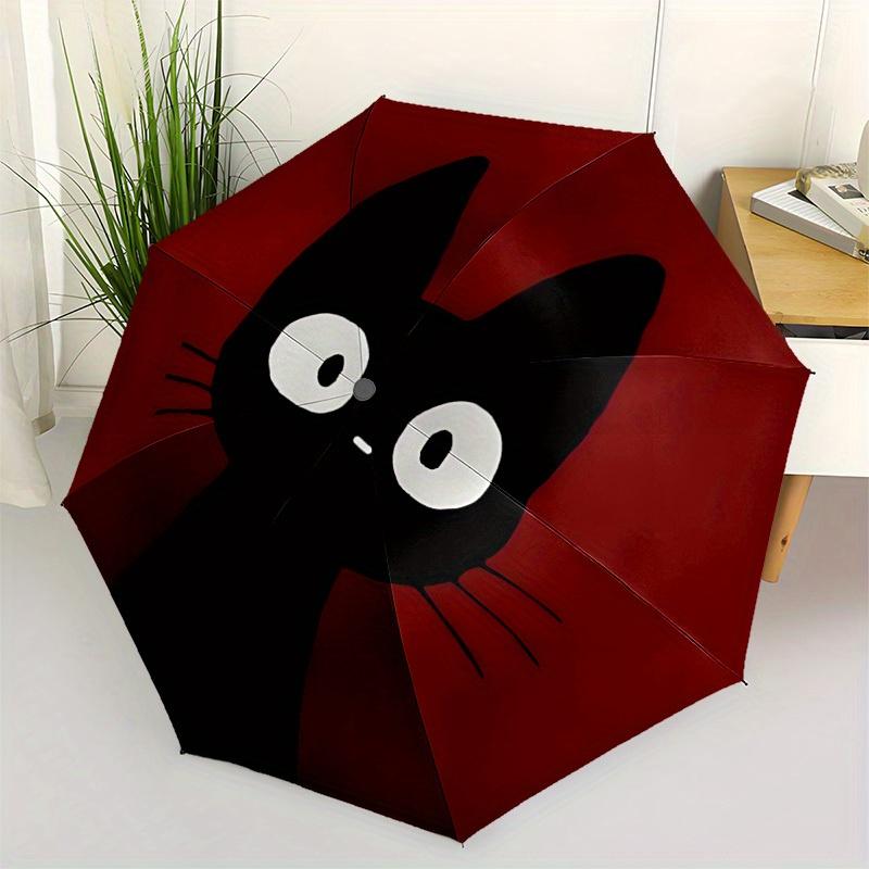 1pc Cat Circle Automatic Open/close Folding Compact Cute Umbrella, 8-Rib Sturdy Canopy, Lightweight Portable, Commuting Use, Gift, 080