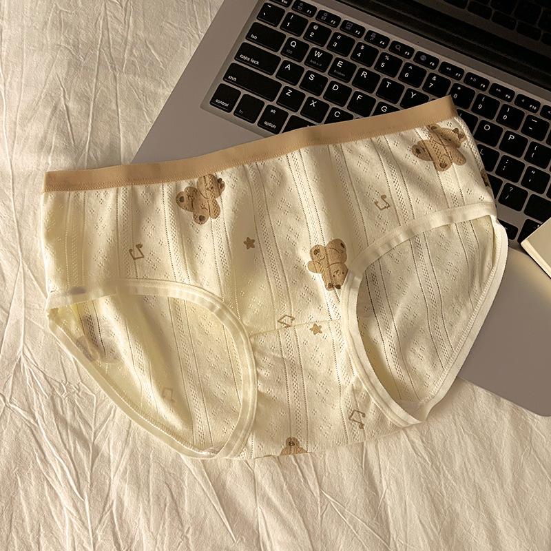 Ladies Summer Fresh Jacquard Color Breathable Cotton Crotch Triangle Briefs