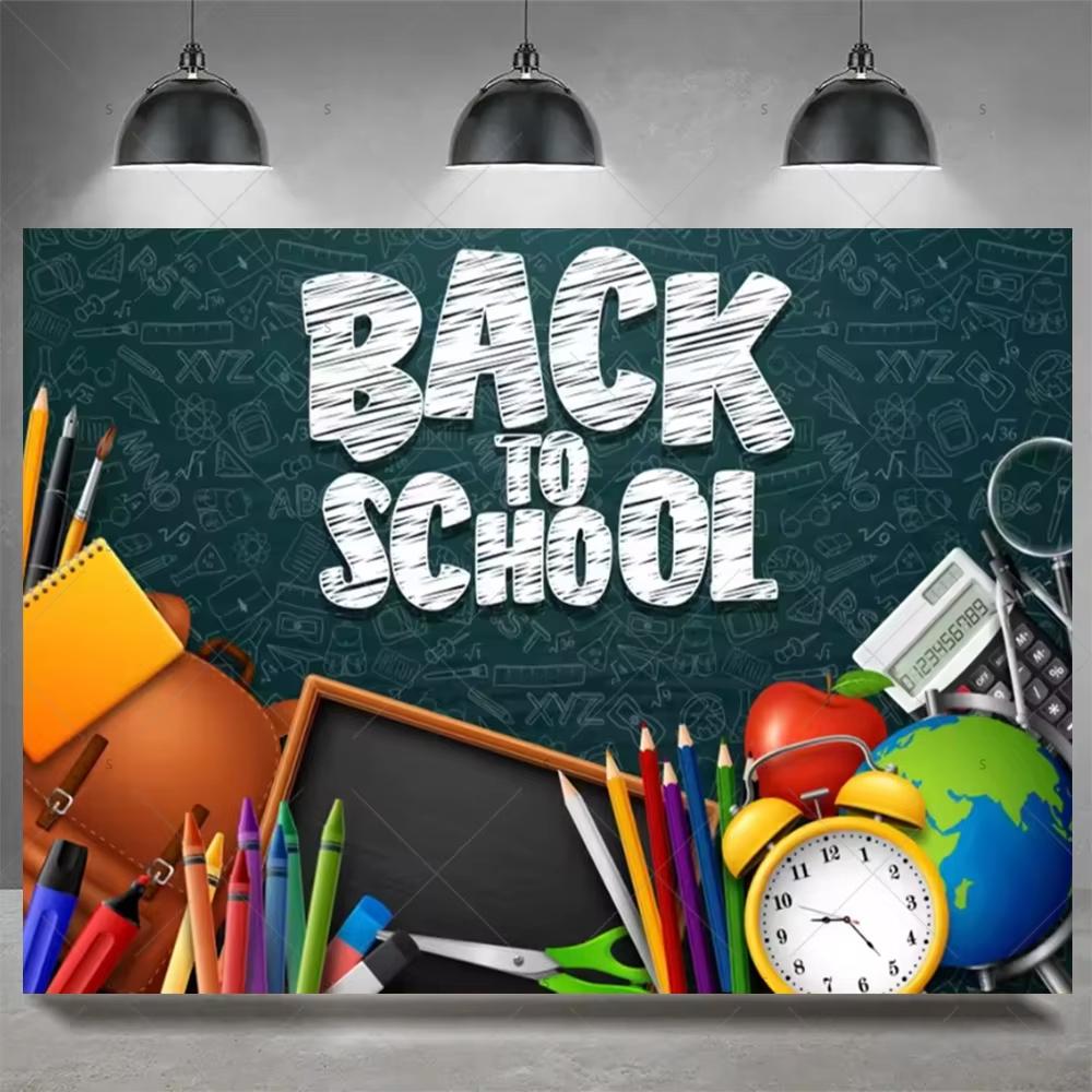 Colorful Back To School Wall Hanging Flat Print Cartoon School Supplies Tapestry For Kids Bedroom Dorm Study Room Party