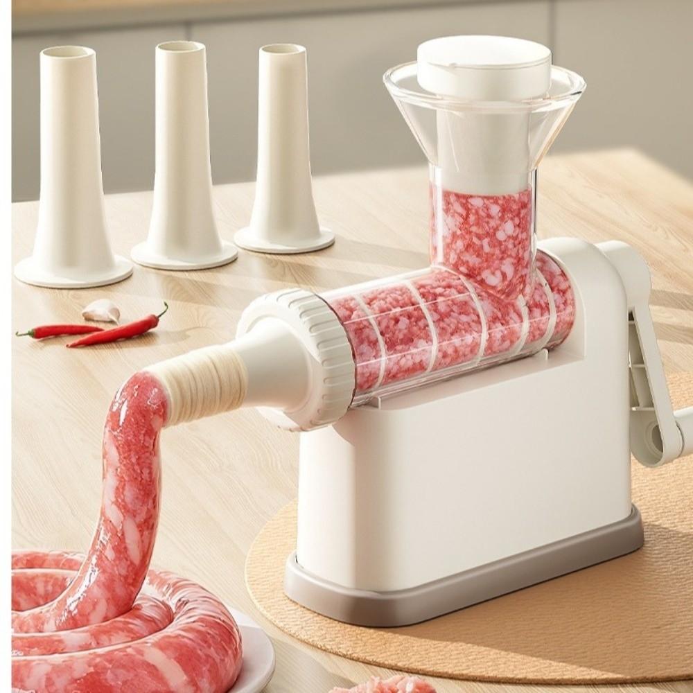 Large Capacity Sausage Making Tool with 3 Filling Nozzles Manual  Meat Stuffer  Kitchen Gadget