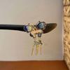 Tassel Hanfu Hairpin Chinese Style Butterfly Tassel Hair Stick Wooden Hair Stick  For Girl