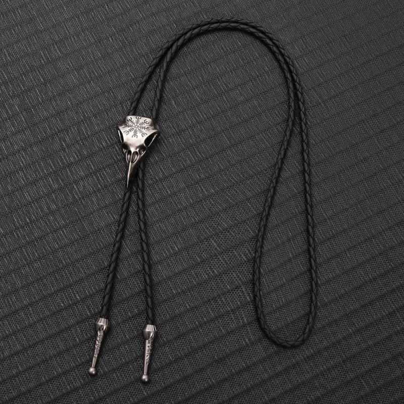 Vintage Bird Bone Shape Pendant Necktie Men Women Alloy Charm Leather Cord Accessory Casual Stylish Unisex