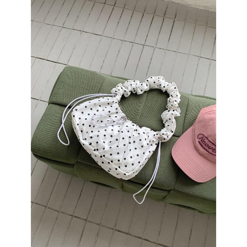 Polka Dot Shoulder Bag Women's Small Fresh Drawstring Pleated Nylon Messenger Bag Women's New Small Square Bag
