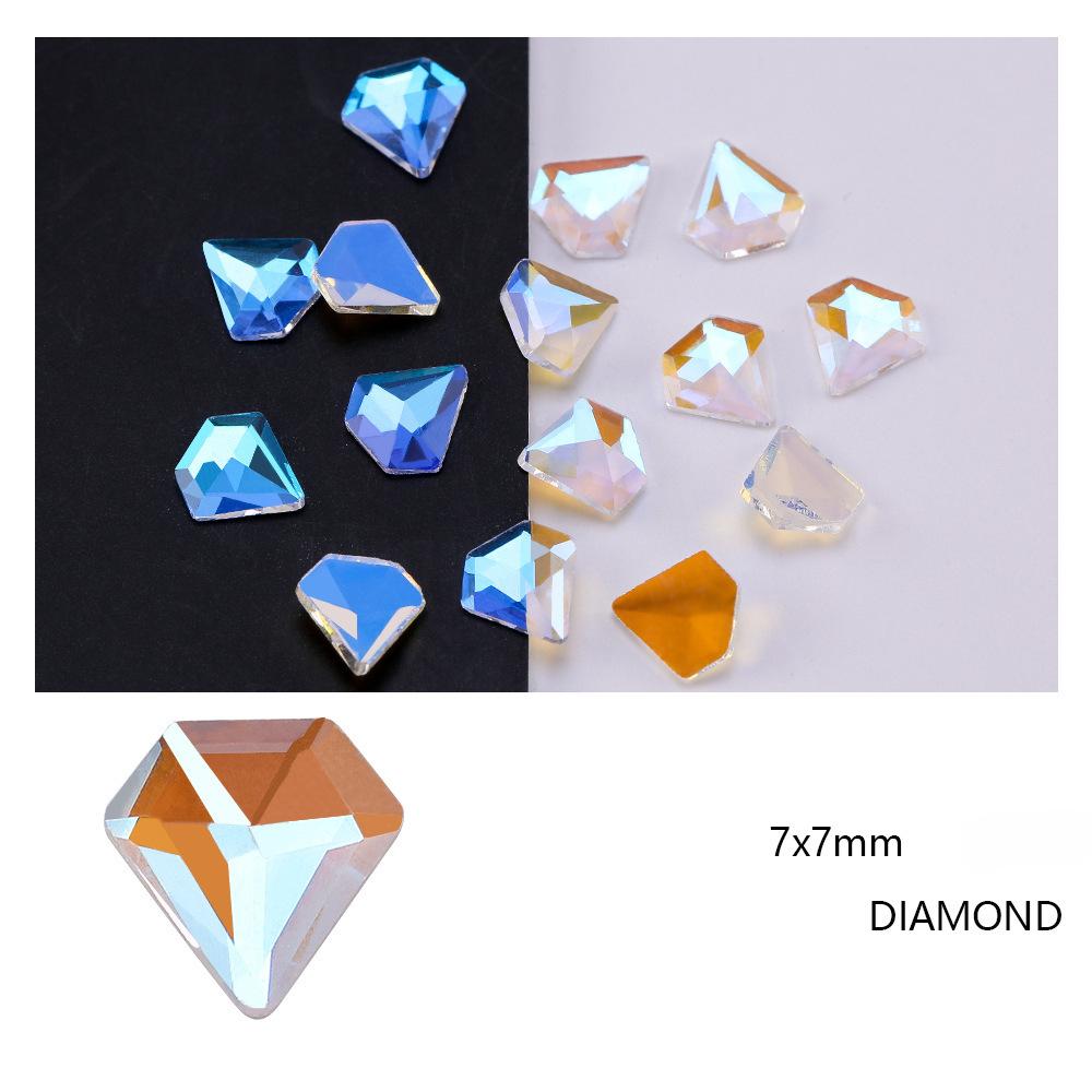 Elektrokaplama Aurora Ab Tırnak Sanatı Elmas Xiaohongshu Sıcak Elf İnternet Ünlü Düz Tabanlı Özel Şekilli Elmas