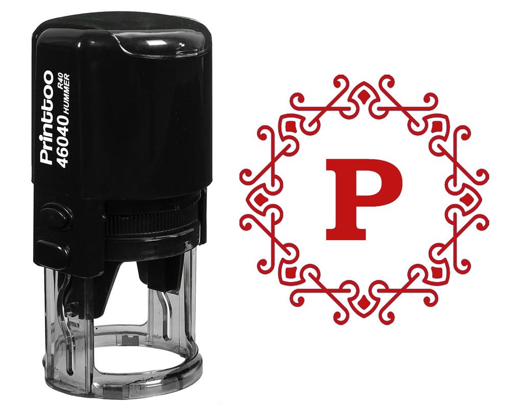 Printtoo Alphabet P Monogram Initial Octagon Celtic Swirl Frame R-40 Office Stationary Self Inking Rubber