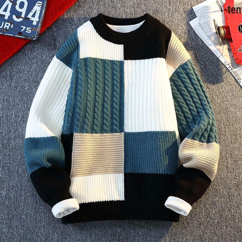 

Men’s Trendy Casual Loose Knit Sweater: Autumn & Winter Round Neck Pullover M 48-55 kg
